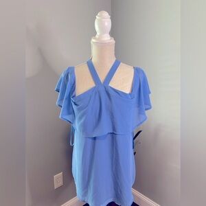 Naked zebra periwinkle cold shoulder top sz M